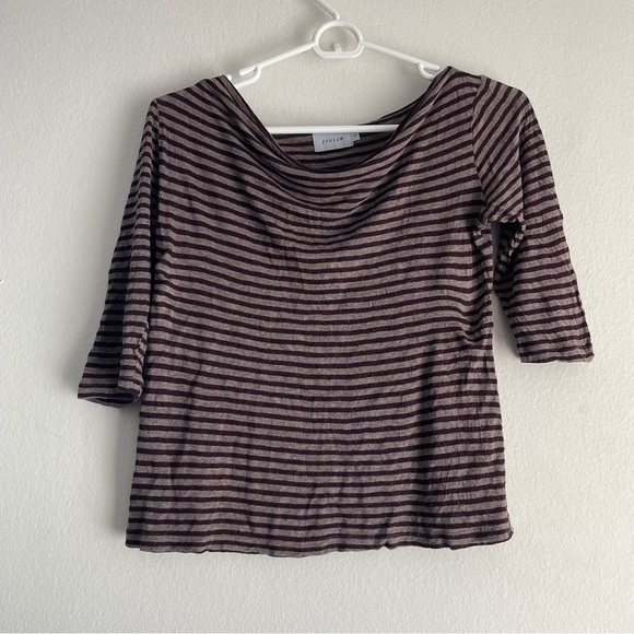 Jigsaw brown striped crew neck blouse - Picture 1 of 7